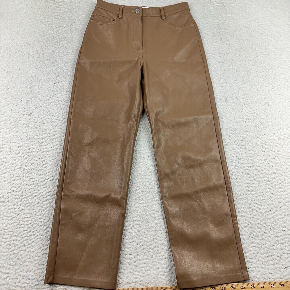 Aritzia Wilfred The Melina Pant Mid Waisted Vegan Leather Brown Pants Size‎ 2